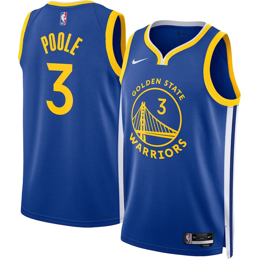 Men Golden State Warriors #3 Jordan Poole Nike Royal 2022-23 Swingman NBA Jerseys->customized nba jersey->Custom Jersey